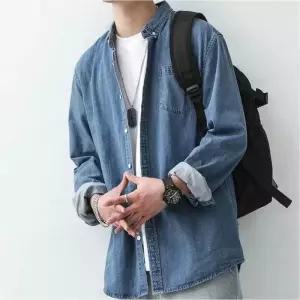 캐주얼 오버핏 남녀공용 긴팔 청남방 데님셔츠 2컬러
