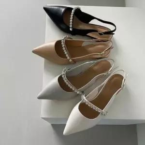 스트랩 큐빅 하이힐 포인트 엘레강스 슬링백 5FWY