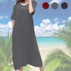 A라인 롱 드레스 원피스 원마일 꾸안꾸 홈 웨어 무지