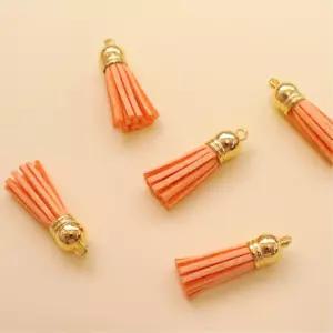 6p 오렌지 스웨이드테슬 가방 백참 키링 재료 8세 초등 장식