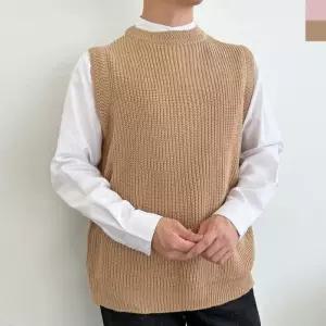 남 오버핏 남자하찌라운드조끼 스웨터 YAN 조끼 1035 v넥 가디건 롱 브이넥가디건 니