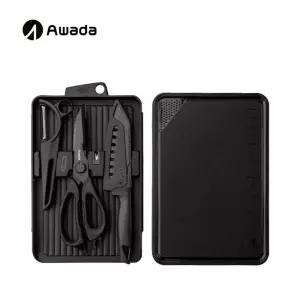 아와다 백패킹 캠핑 스텐 칼 취사 가위 도마 커팅보드 세트 도구 조리