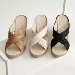 [아리앤]국산 셔링 웨지 뮬슬리퍼 7cm