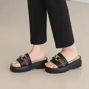 [아리앤]국산 퀼팅 플랫폼 뮬슬리퍼 5.5cm