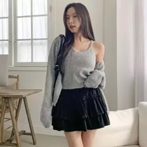 여성 러블리 도톰 캉캉 프릴 벨벳 미니 스커트_3