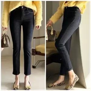 여성 스판 밴딩 논페이드 생지 슬림 일자 청바지 데님팬츠