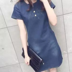 여자 여름 데님 원피스 봄 반소매 청치마 빈티지