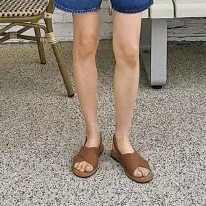 데일리 컴포트 소가죽 프린지포인트 스트랩 샌들6SS