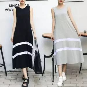 여성 민소매 원피스 통 외출 넓은 바캉스 이쁘다요 롱 간편 나들이 나시 패션 홈웨어