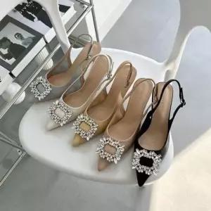 여성 장식 소가죽 슬링백 포인트 하이힐 슈즈 5FWY 주얼