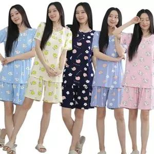 여성 반팔 파자마 피치 스판 반바지 여성 반팔 잠옷 여름 주니어 단파 아동