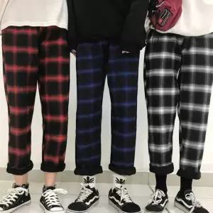 TBZ 교복몰 UP 체크 바지 체크팬츠 체크바지 체크무늬팬츠 여성팬츠 배기팬츠 카고팬츠