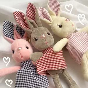 체크 원피스 빈티지 핑크 롱 토끼 인형 키링 3Color uOd7+5RJk