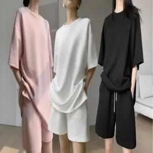 여자 트레이닝복 무지 상하의세트 반팔 반바지 캐주얼