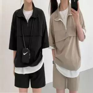 여자 아노락 세트 여름 반바지 반목 데일리 반팔 편한