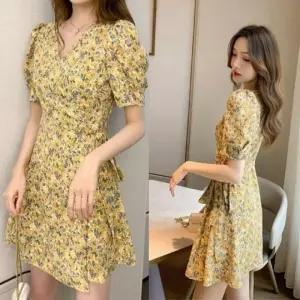 미니 가운 로브 봄여름 플라워 투웨이 반팔 원피스 드레스