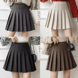 여성 스커트 치마 주름 테니스 A라인 모직 겨울 미니