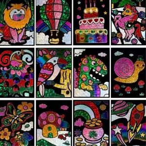 8종 어린이 미술 포일아트 그림판 스티커 꾸며만들기 꾸미기 학생 교구 시상품