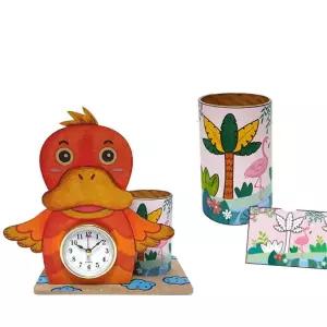 방과후 미술 색칠 우드 오리 시계 연필통 만들기 기념 단체선물 공예 학습교구