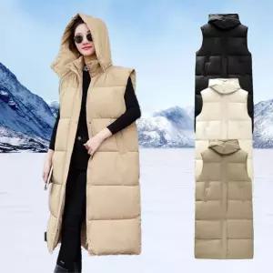 여성 후드 겨울 경량 베스트 조끼 패딩 롱 방한 패딩 오버핏