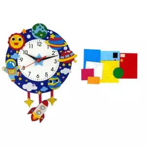 5인 부직포 시계만들기우주 행성 스티커 꾸미기 키트 교육 학습교구 간편 미술