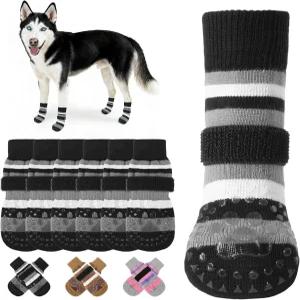 발 핥기 및 미끄러짐 방지를 위한 쿨테일 미끄럼 방지 반려견 양말 두꺼운 그립 반려동물 부츠 보호대 경목