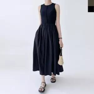 TBZ GSS ND62 플레어 레이어드 민소매 드레스 슬리브리스 롱원피스 민소매 레이어드원피스