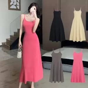 TBZ 슬림 베이직 데일리 A라인 끈나시 롱 원피스 패션원피스 원피스패션 나시원피스