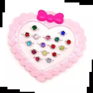 유아반지세트 큐빅 하트 반지 병원 4세여아 어린이집선물 16종세트