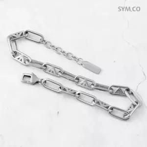 알마니 EGS3249 독수리 엠블럼 실버 톤 멀티 로고 체인 남자 스틸 팔찌 d