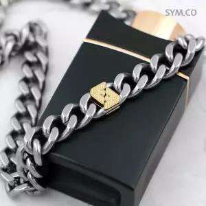 알마니 EGS3187 독수리 엠블럼 투톤 커브드 체인 남자 스틸 목걸이 d