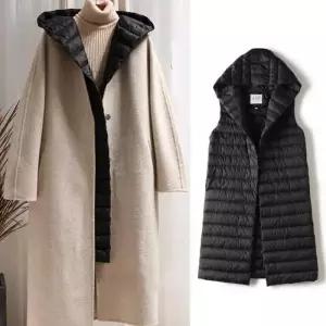 여자 경량 보온 롱패딩조끼 30대 후드 이너 20대