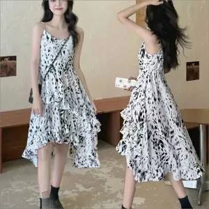 여자 나시 패턴 휴양지 원피스 언발 페스티벌 화려한 민소매
