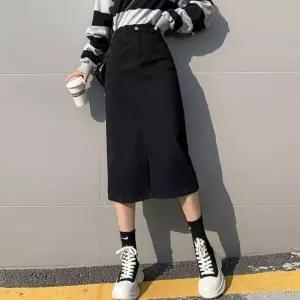 여성 치마 블랙 A라인 ERD-196 앞트임 날씬핏