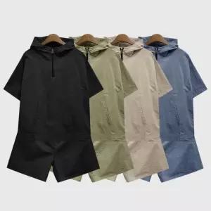 후드 반바지 트레이닝복 여자용 아노락 반팔 세트