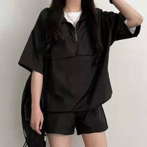 여자 아노락 반팔반바지 여름 상하의세트 반집업 셋업