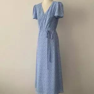 여성 꽃무늬 브이넥 플라워원피스 랩 롱드레스 쉬폰 반팔