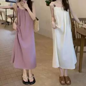 여리여리한 롱원피스 여름 여리여리원피스 2컬러 링클프리 끈나시 링클프리원피스