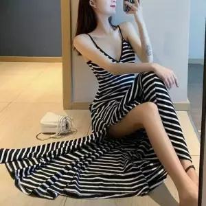 원피스 나시 캐주얼 레이어드 롱원피스 스트라이프