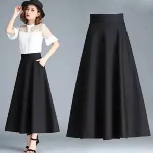 여성 겨울 롱스커트 포켓 밴딩 여성 치마 URK273 스커트 여성 허리밴딩 A라인 치마 스