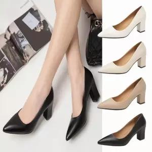 여자 두꺼운굽 발편한 펌프스힐 기본 7cm 정장구두