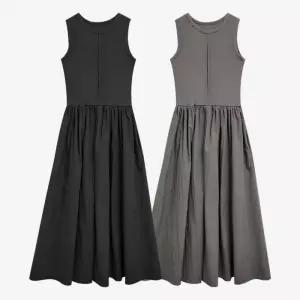 여름 민소매 일체형 롱 원피스 나시 나일론