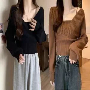 여자 볼레로 골지 이너 끈나시 일체형 니트 오프숄더