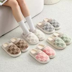 방한 모던 털 실내화 체스 층간소음 겨울