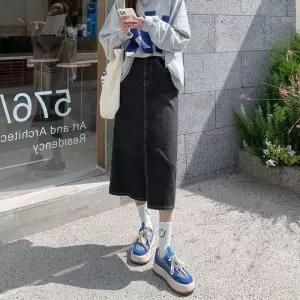 여자 롱 스커트 가을 A라인 봄 데님스커트 청치마