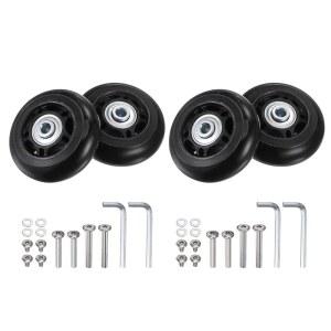 uxcell 교체 러기지 휠 64x24mm 여행용 휠 수리 키트에는 4개의 PU 베어링 휠 및 와셔, 트롤리 백용 렌치 및 액슬 나사, 인라인 스케이트 및 캐스터 보드가 포함되어 있습니다