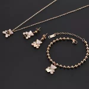 써지컬 주얼리 3종세트 테디베어 목걸이 팔찌 귀걸이 로즈골드