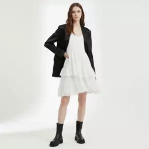 [샵앤] 여성 레이스 뷔스티에 캉캉 레이어드 미니 원피스 NARU-WDR-21072-화이트