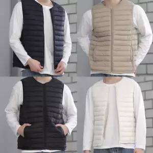 남성 패딩조끼 겨울 방한용 가벼운 경량 중량 베스트 남녀공용 여성 빅사이즈 커플 브이넥 밴딩 편안한 작