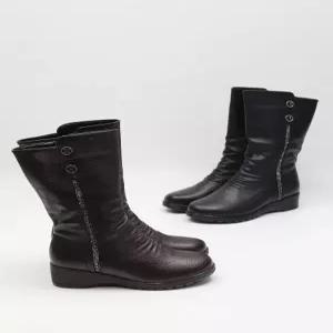 롱 창 부츠 128157 지퍼 고무 가죽 금속 버튼 플랫
